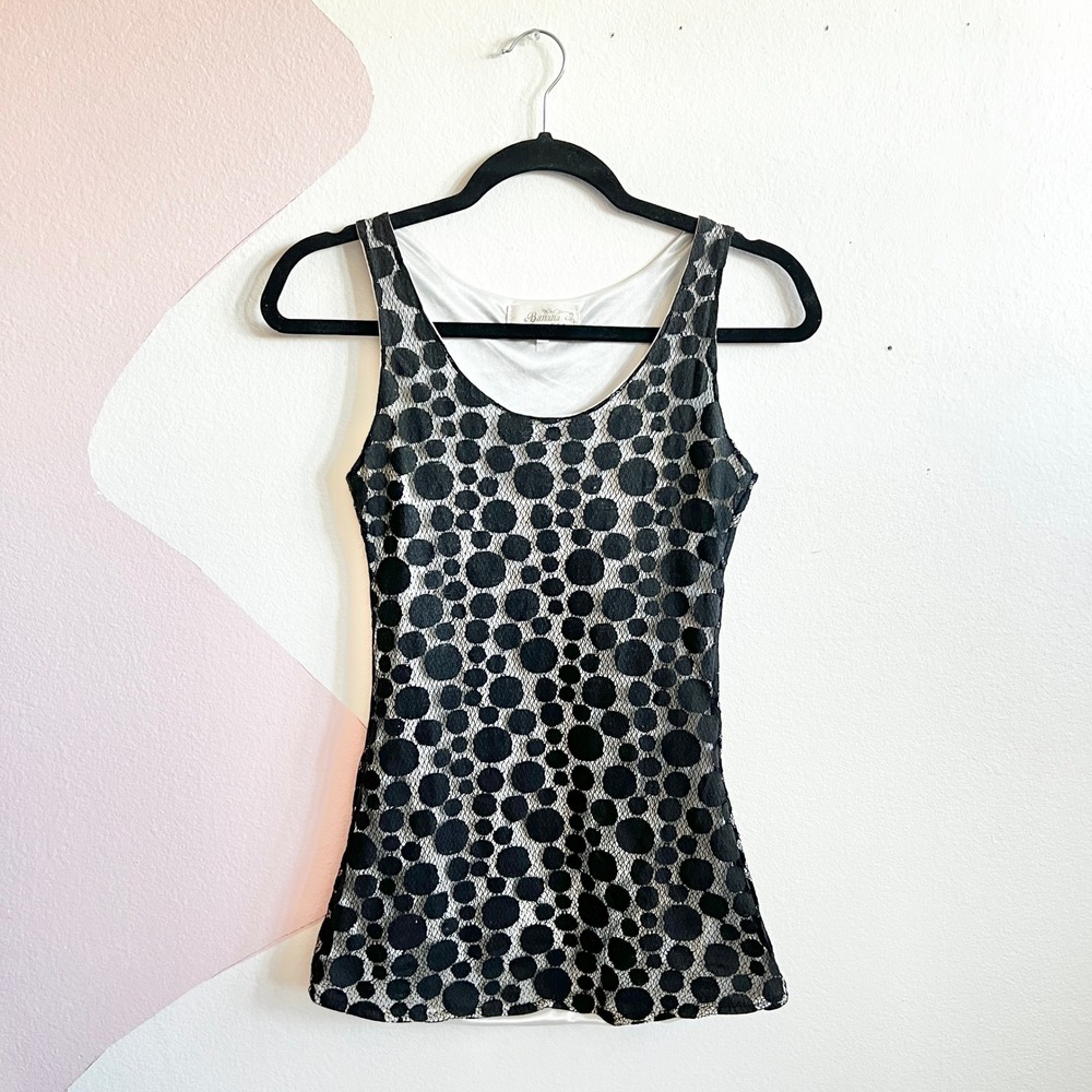 Vintage Y2K Lace Tank Top Victorian Gothic Edgy Whimsigoth Indie Sleaze XS